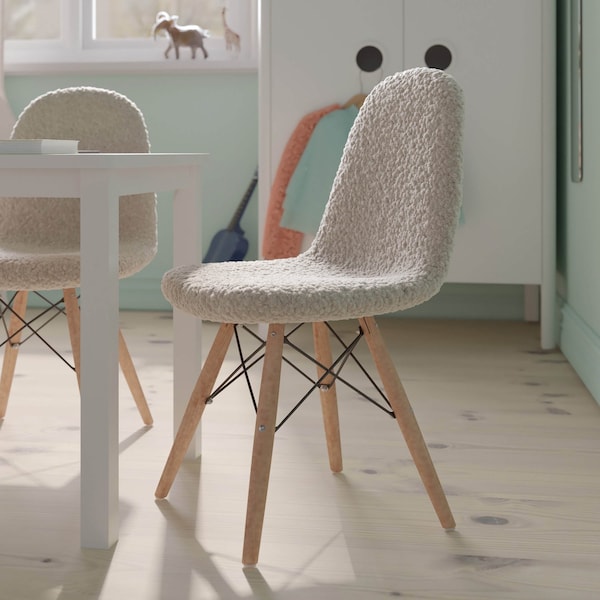 Flash Furniture Off-White Kids Faux Shearling Chair with Wood Legs DL-DA2018-2-W-GG - main